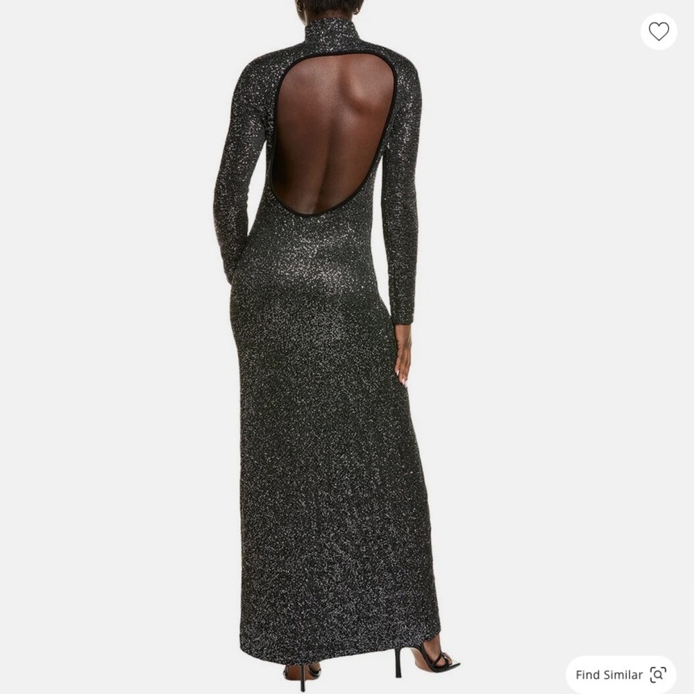 NWT rag & bone danni black sequin maxi dress size Large - Picture 2 of 7